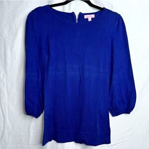 Lilly Pulitzer Womens Size Medium Royal Blue Zipper Back 3/4 Sleeve Sweater